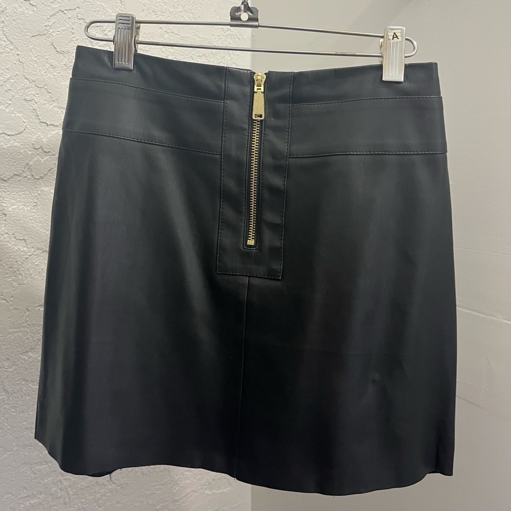 Black Express leather skirt with front zipper